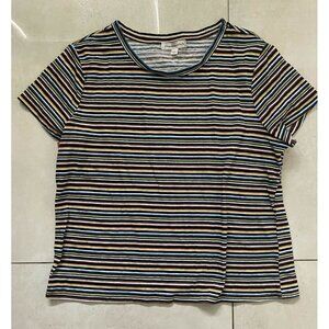 Common Stitch Women's Top Black Yellow Knit Stripe T-Shirt - Size L